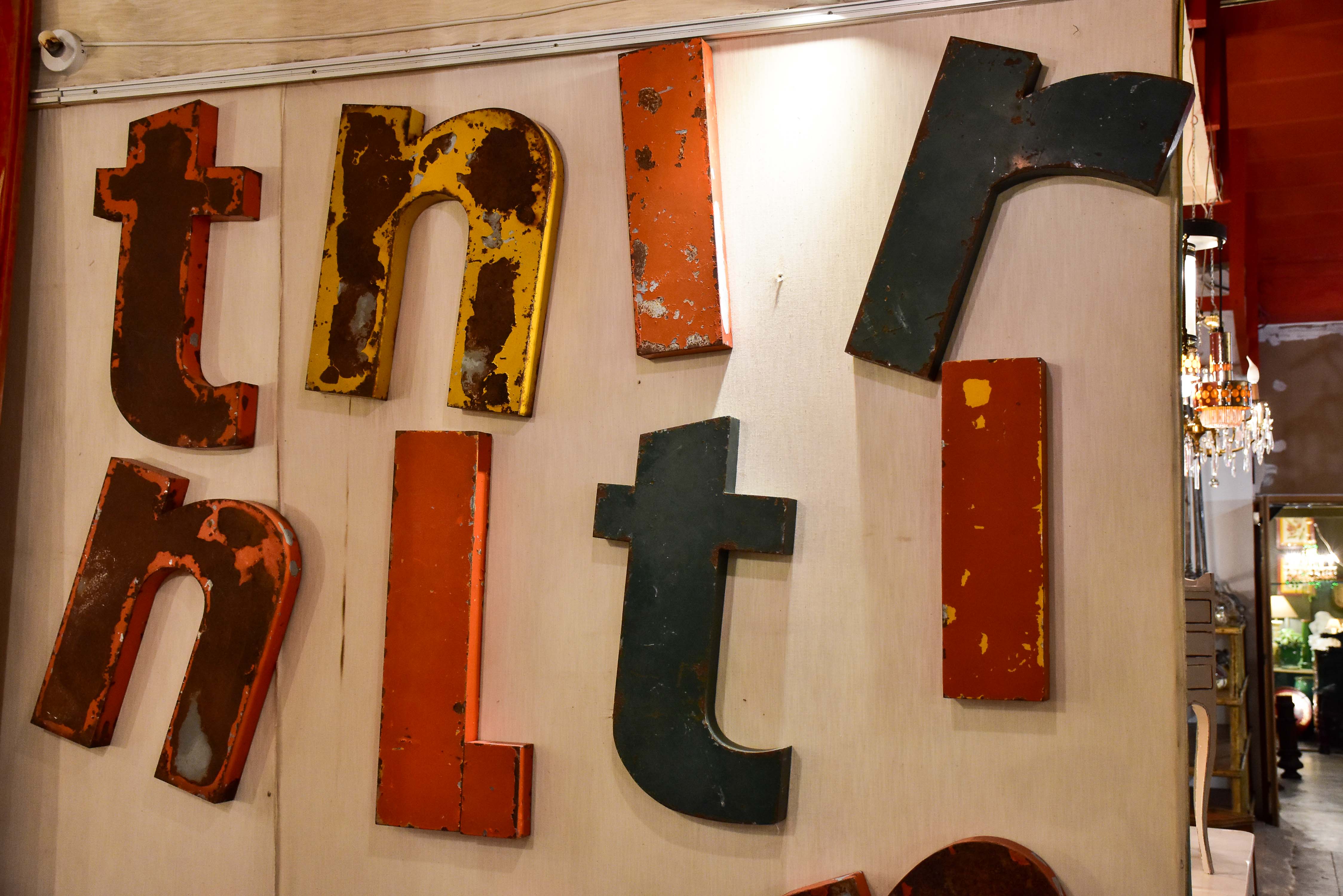 Collection of 5 French vintage letters - vintage signs