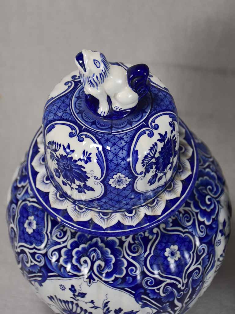 Two blue and white lidded ginger jars 15"