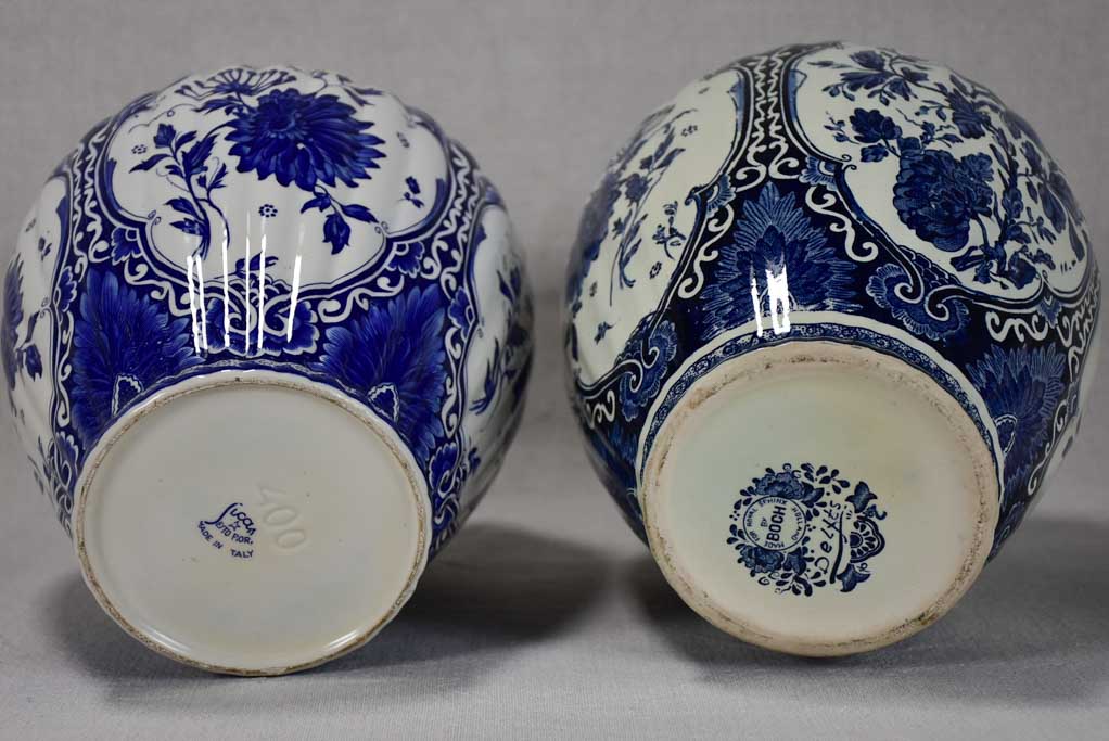 Two blue and white lidded ginger jars 15"