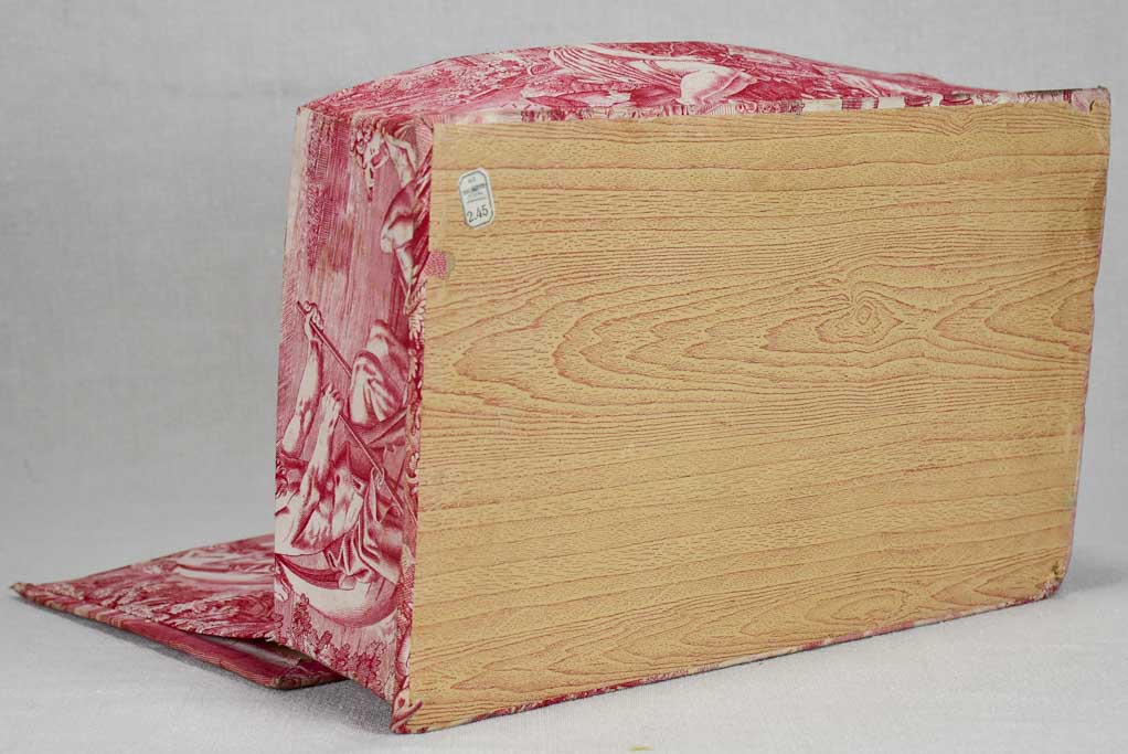 19th century French document box covered in toile de jouy