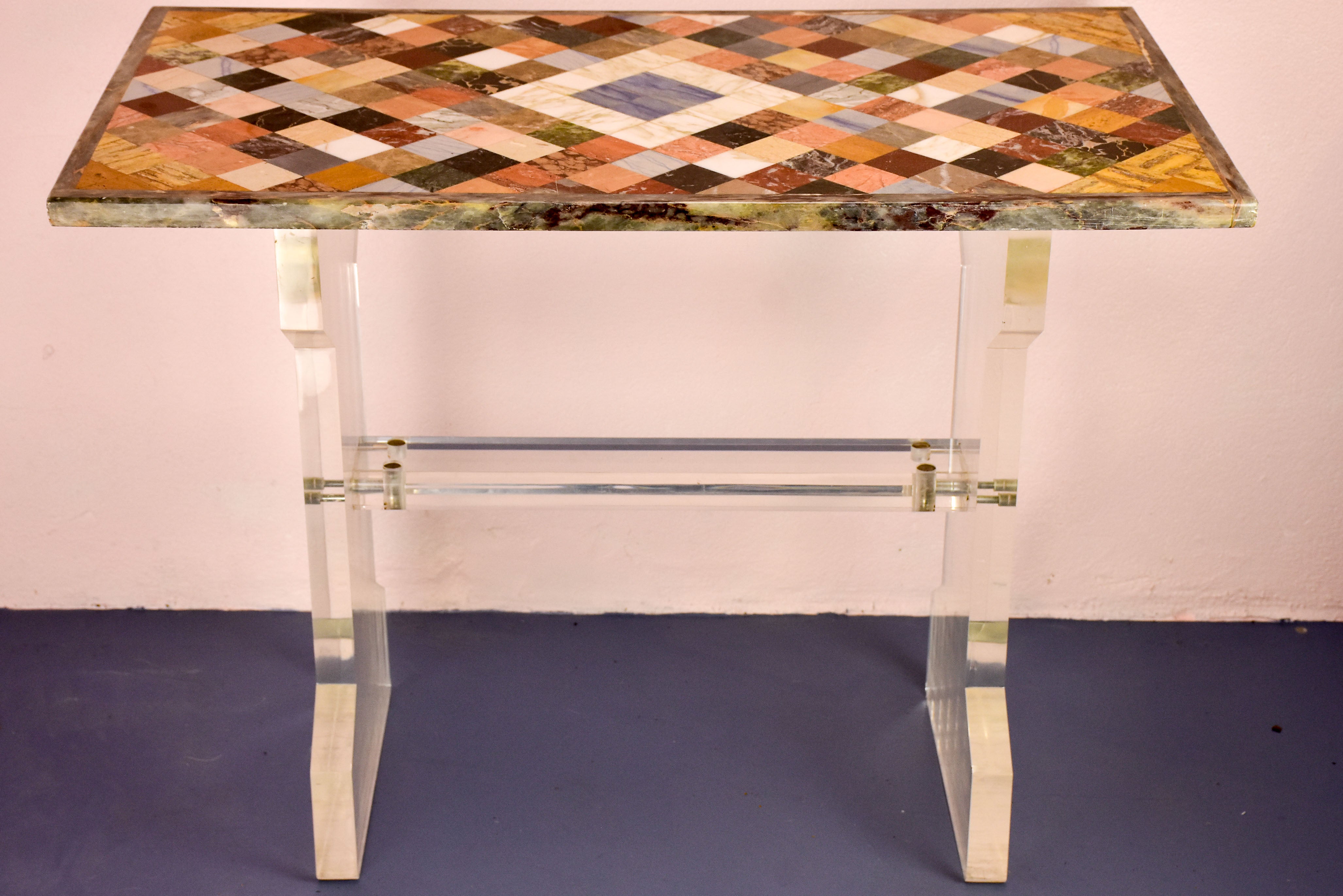 Vintage marble and lucite occasional table