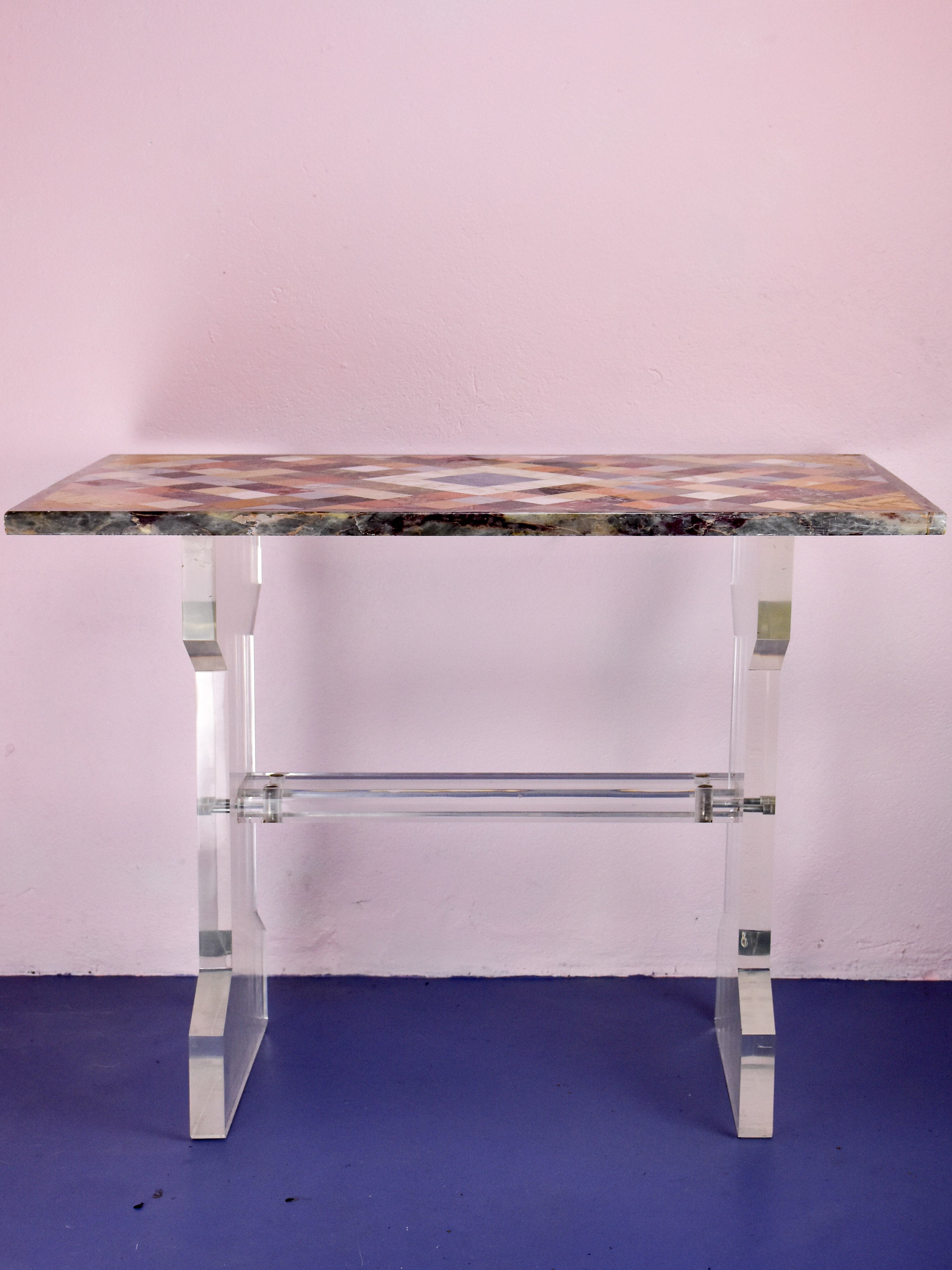 Vintage marble and lucite occasional table