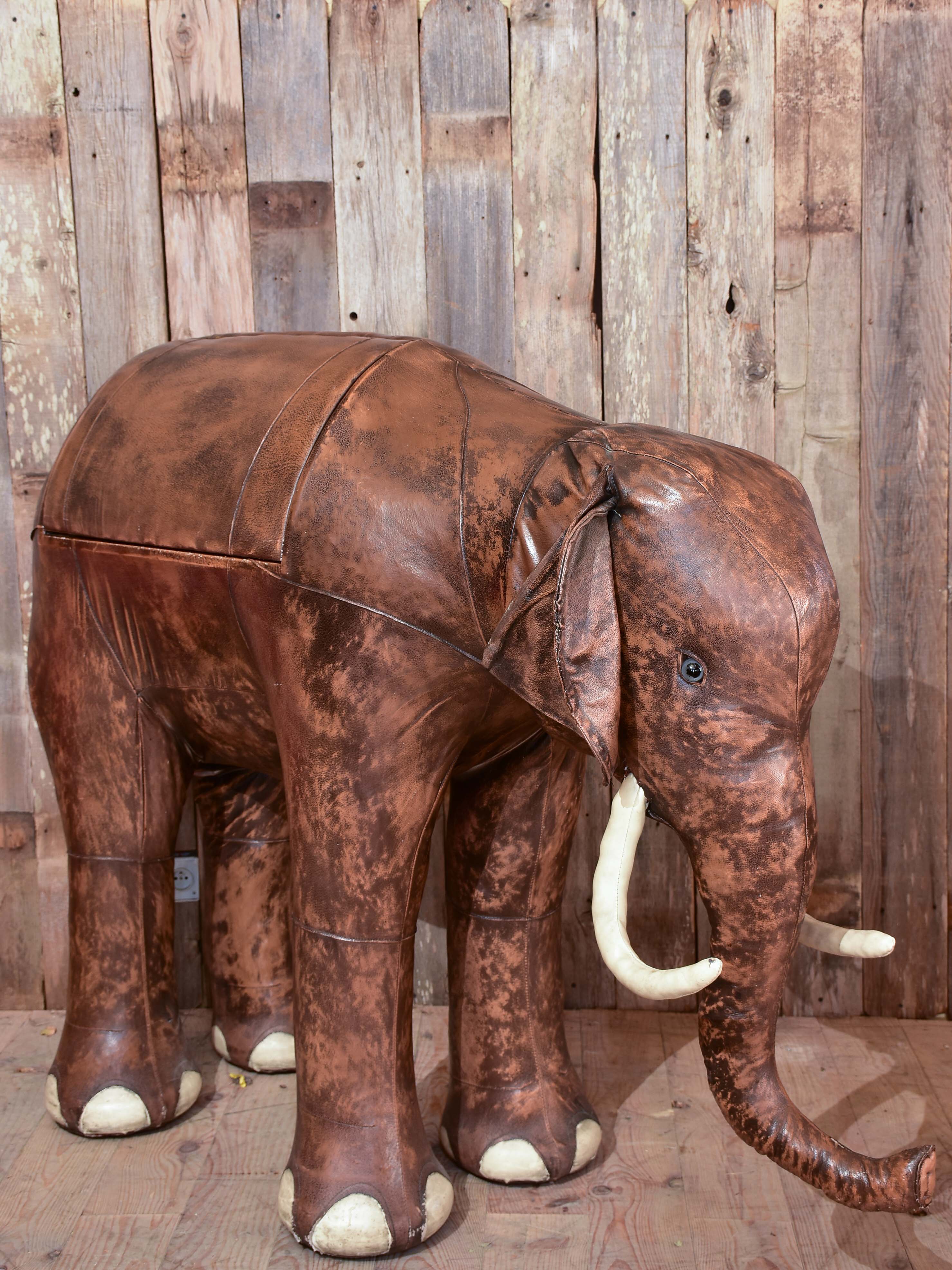 Vintage elephant in leather with hidden bar