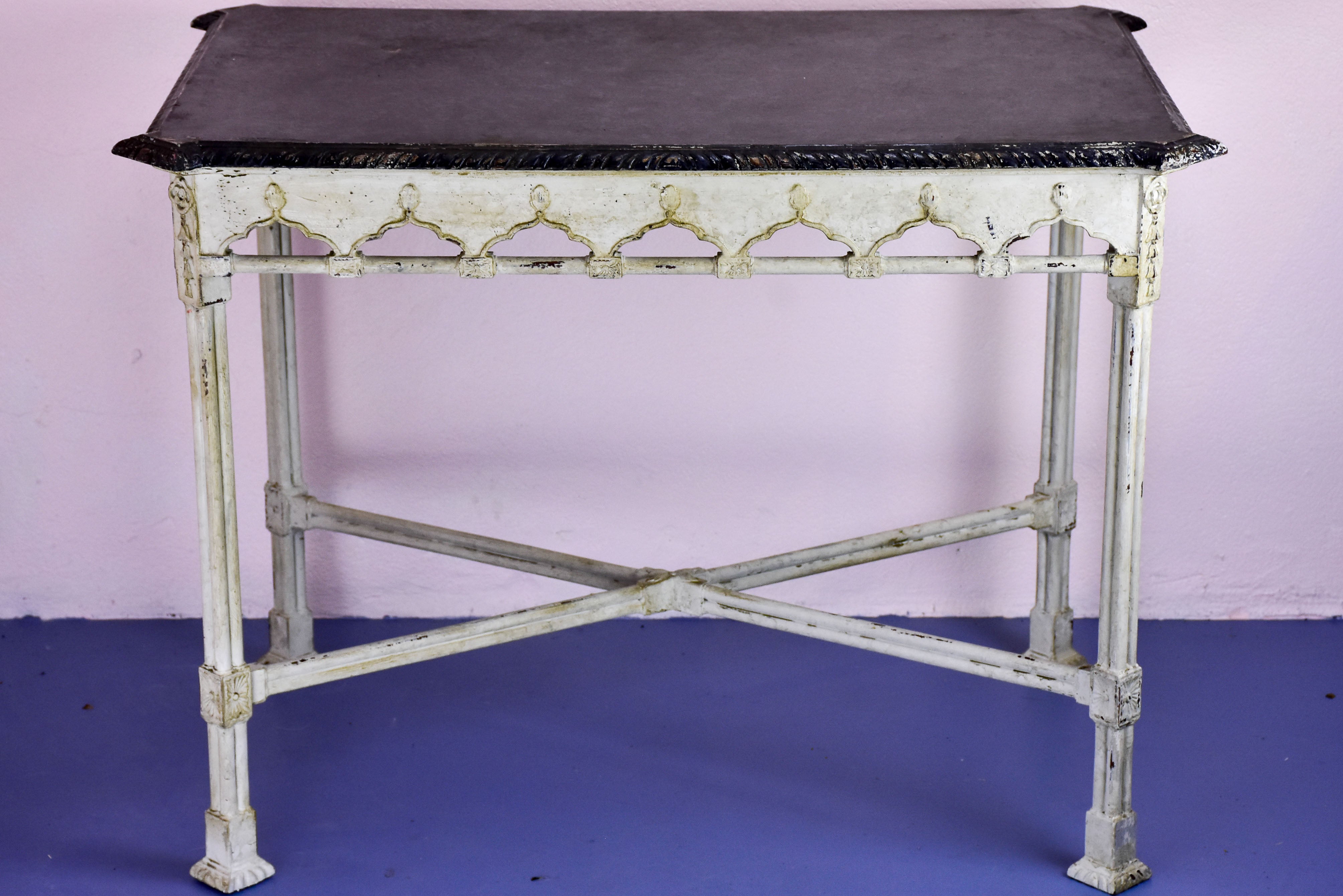 Rectangular antique French cross stretcher occasional table