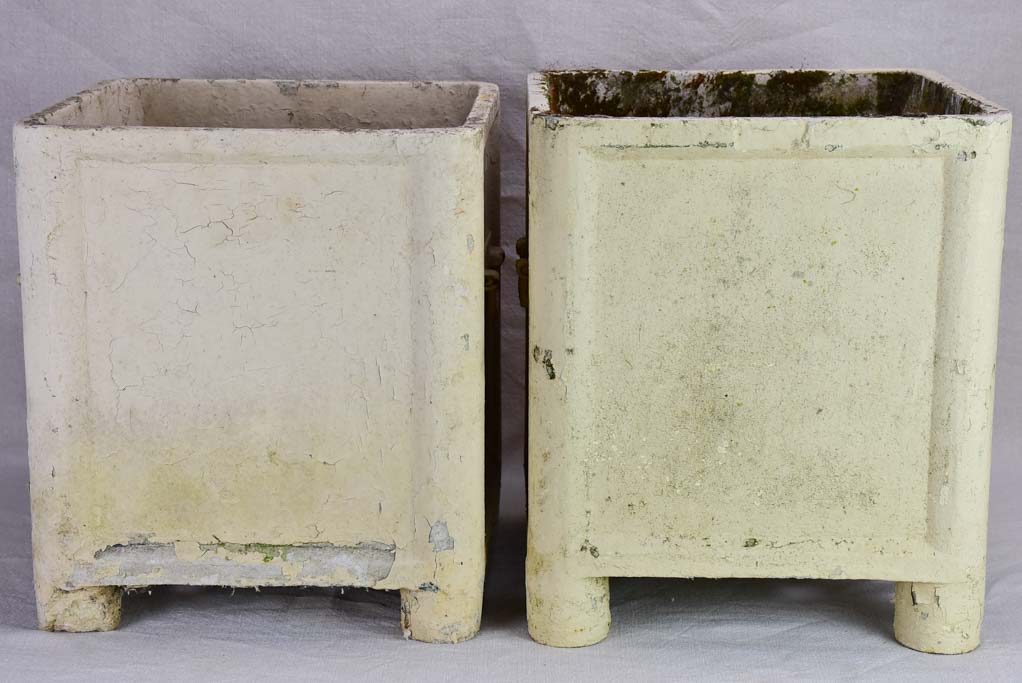 Pair of square Willy Guhl garden planters with metal handles