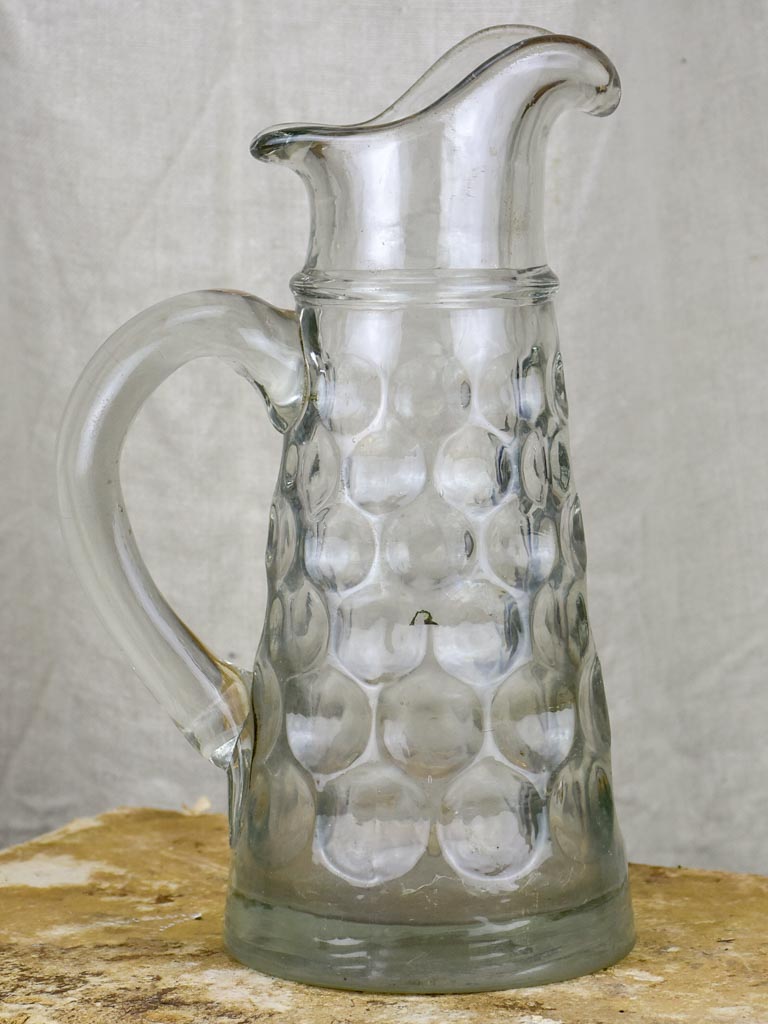 Antique French hand blown glass cider pitcher