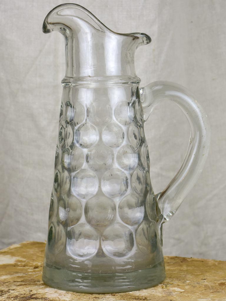 Antique French hand blown glass cider pitcher