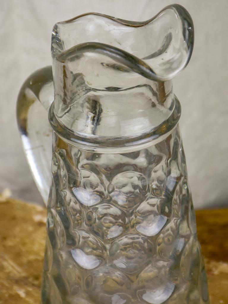 Antique French hand blown glass cider pitcher