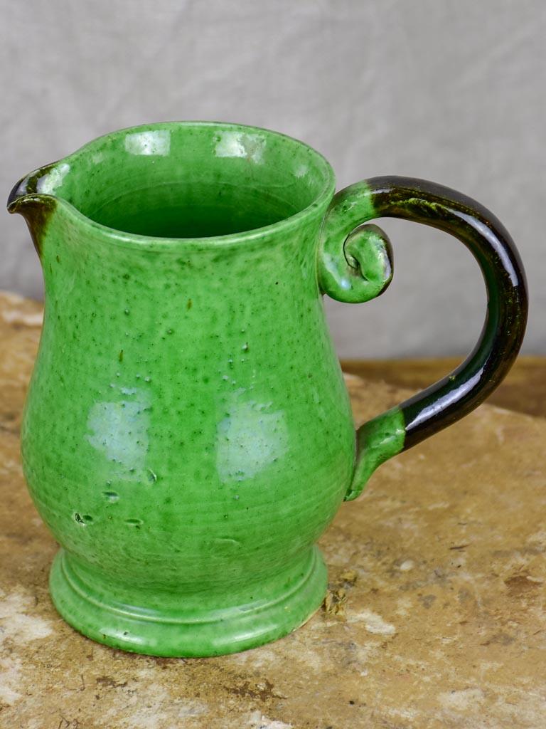 Collection of French pottery from Dieulefit with green glaze