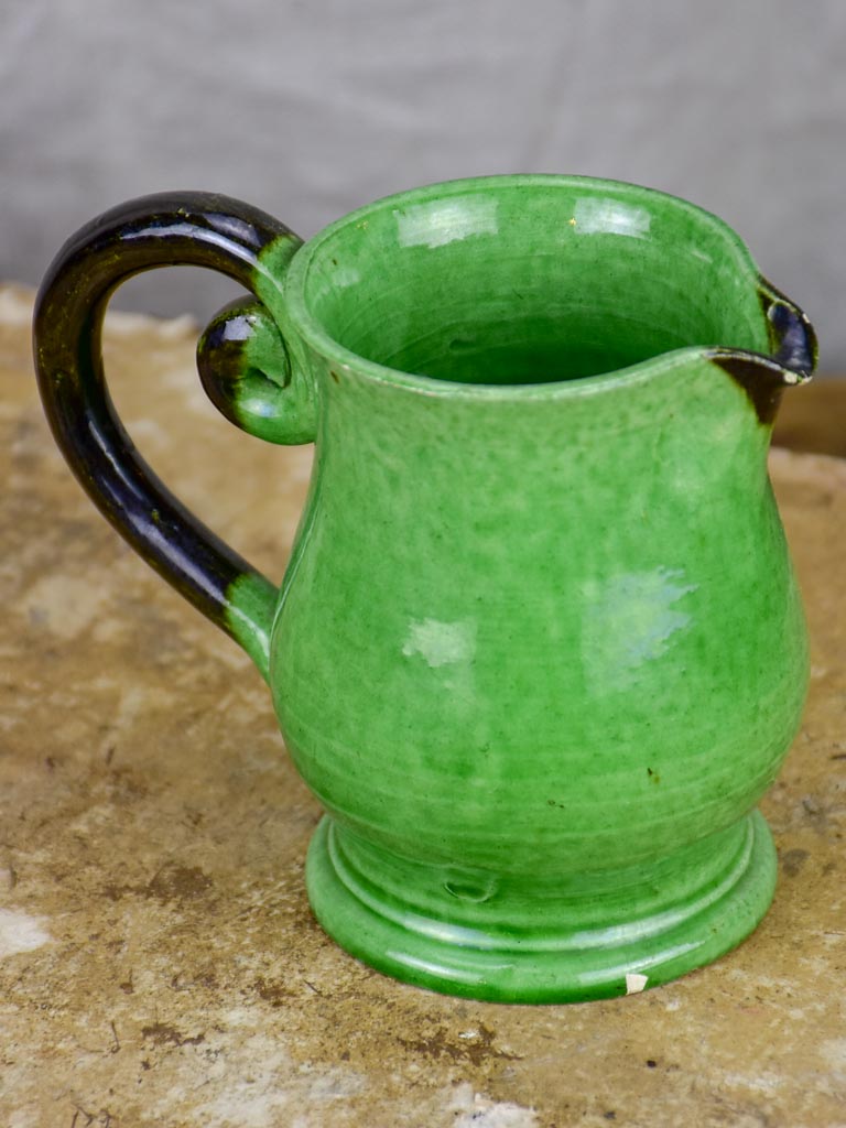 Collection of French pottery from Dieulefit with green glaze