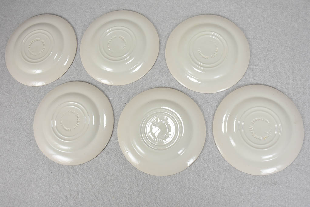 Set of six vintage plates - English ironstone - flower basket 6¾"