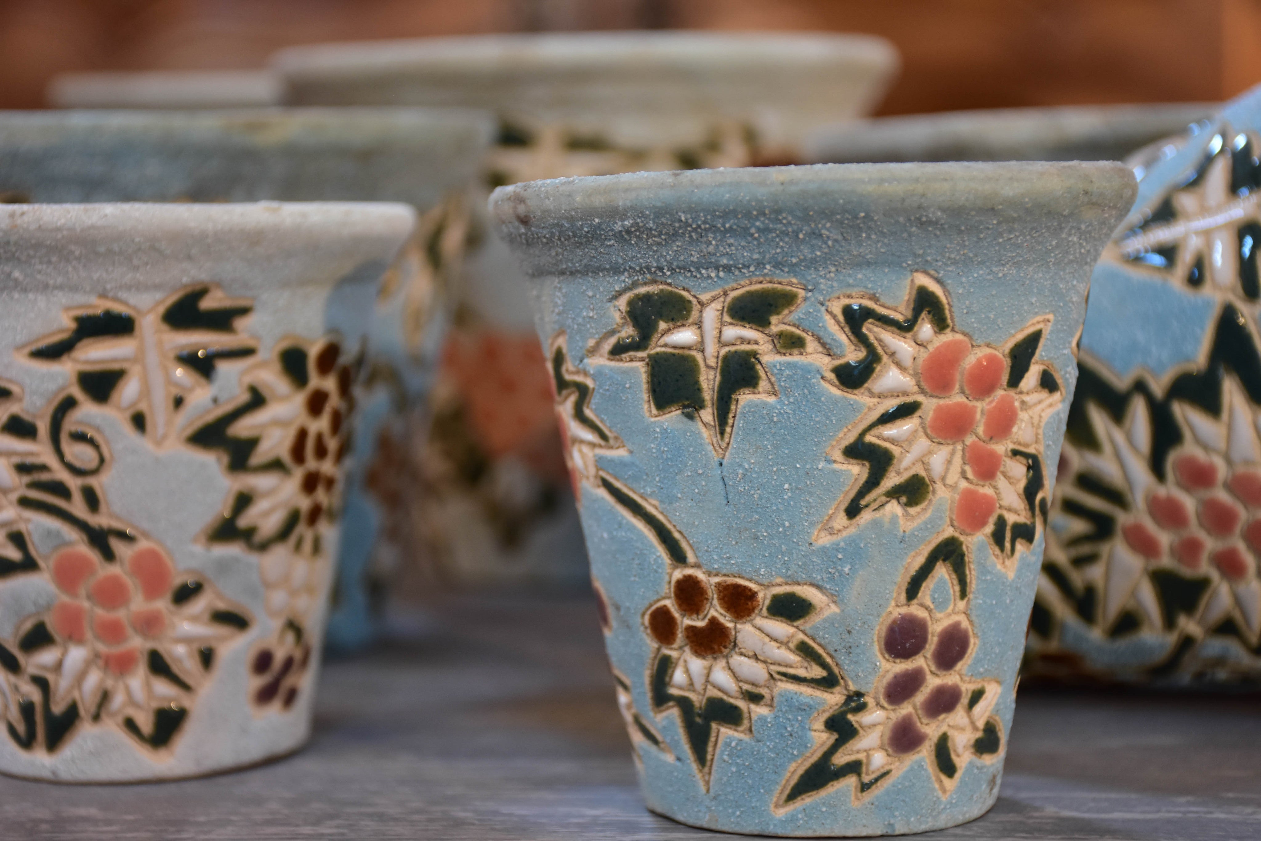 Collection of 3 vintage French flower pots