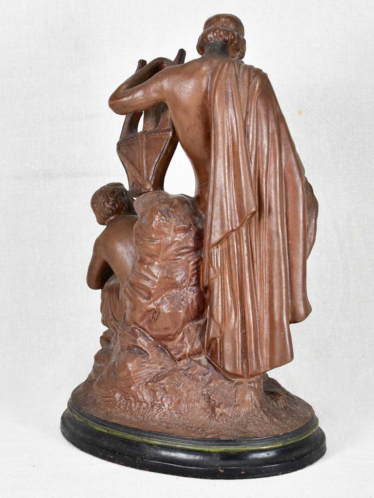 Antique Harp Lesson Terracotta Statue