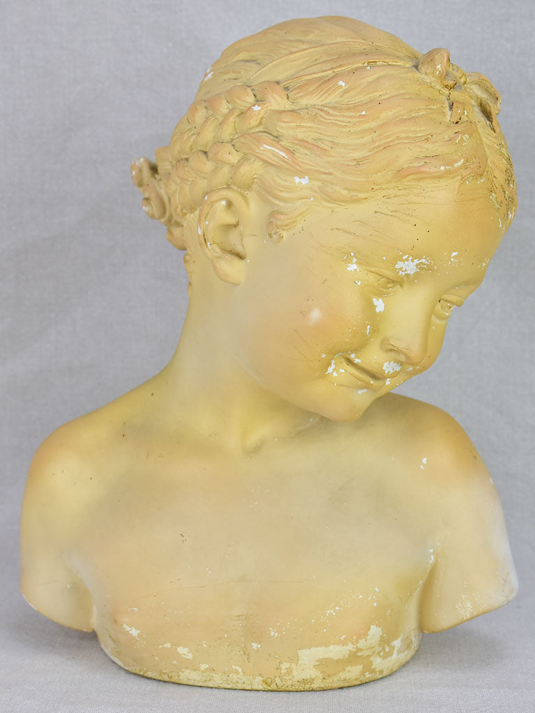 Plaster bust of a young girl - Jean-Antoine Houdon 13"