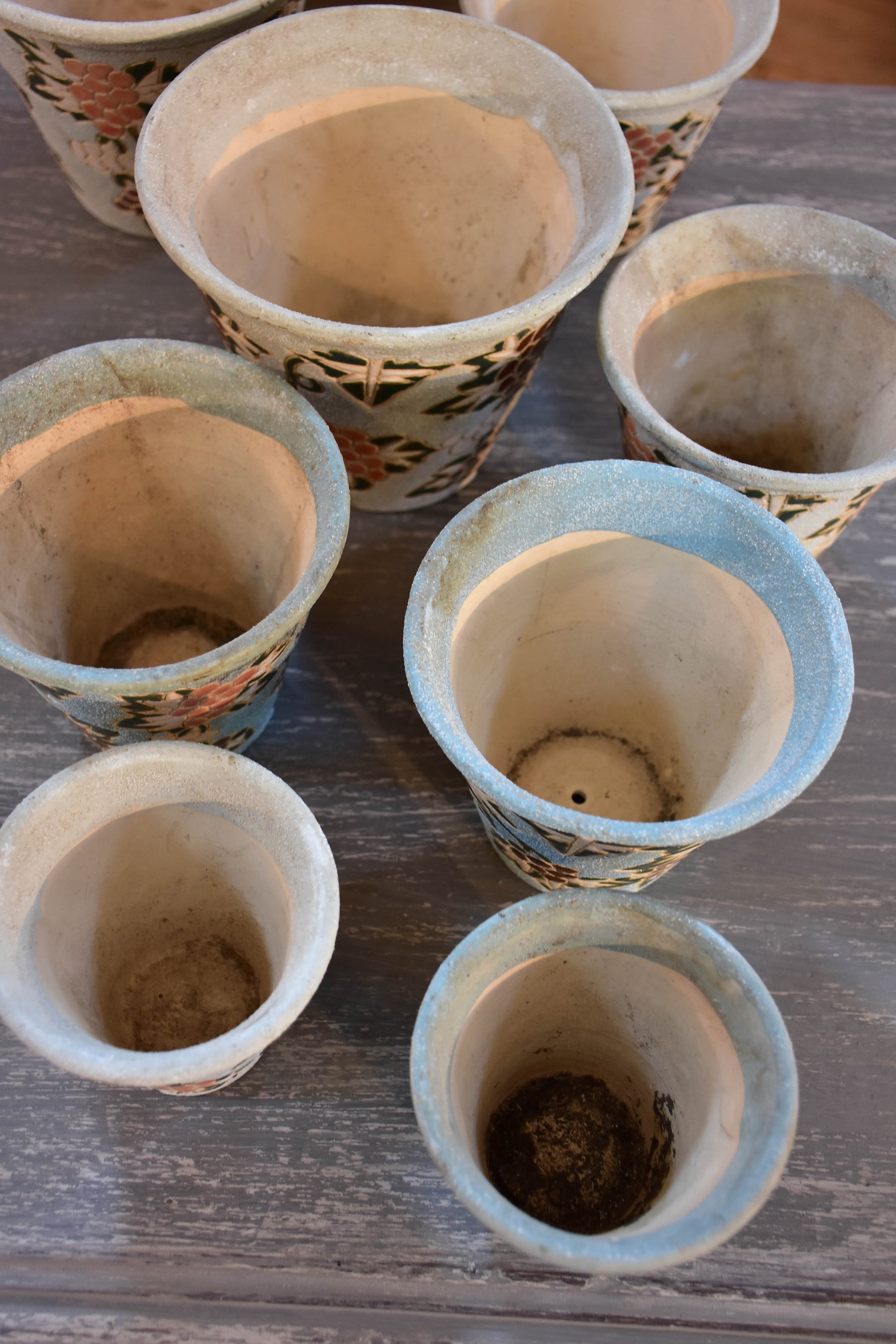 Collection of 3 vintage French flower pots