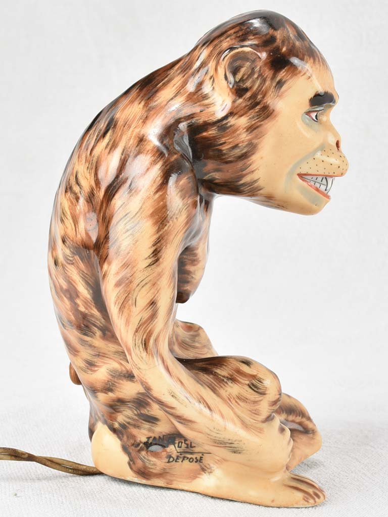 Vintage Limoges monkey lamp 7½"