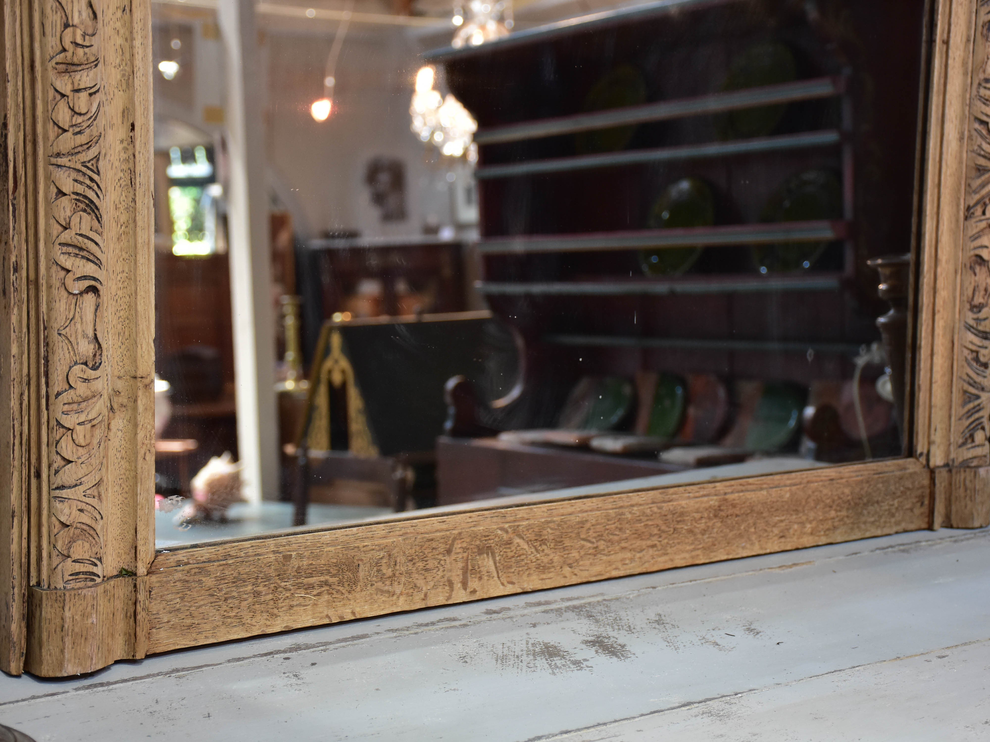 Extra-large raw solid oak Louis Philippe mirror