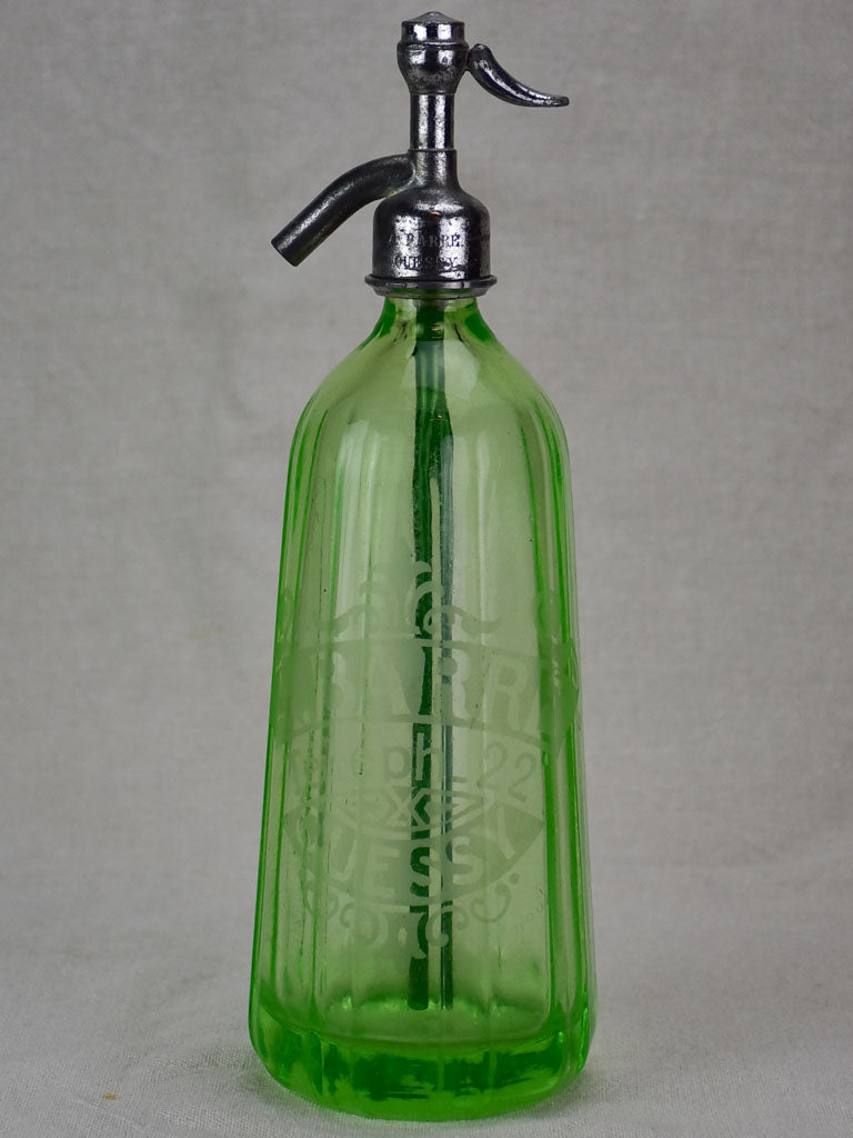 Uranium glass antique French seltzer bottle - A. Barre Quessy