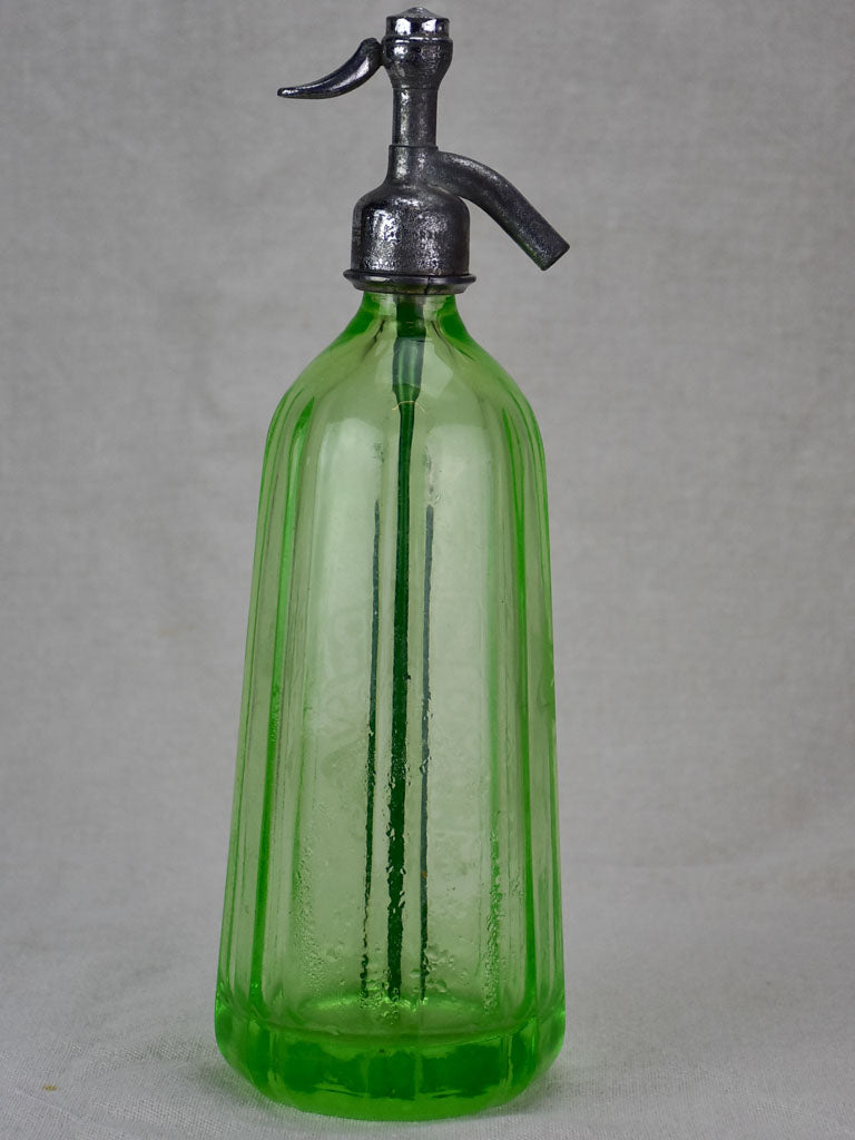 Uranium glass antique French seltzer bottle - A. Barre Quessy