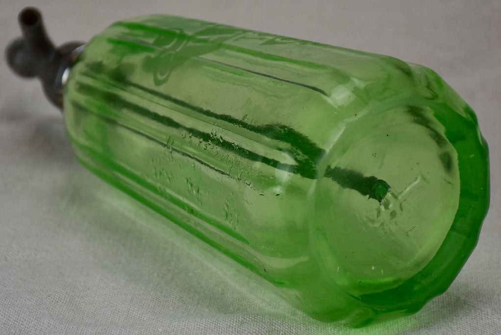 Uranium glass antique French seltzer bottle - A. Barre Quessy