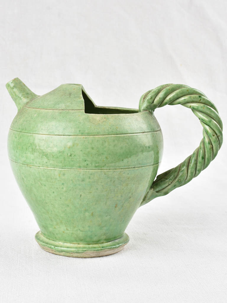 Vintage French pastis water pitcher - green Vallauris 6¾"