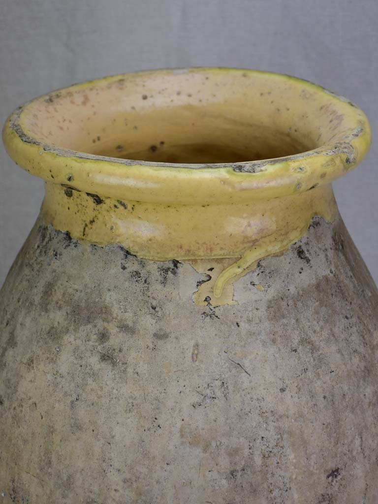 Antique French olive jar from Biot with apricot glaze 17"