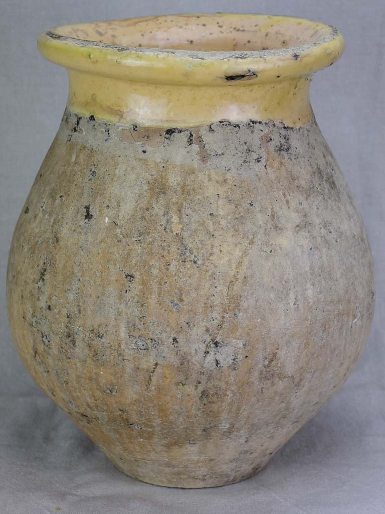 Antique French olive jar from Biot with apricot glaze 17"