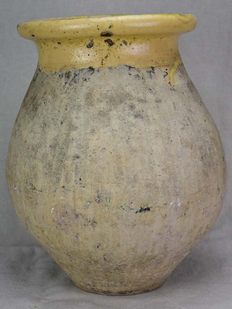 Antique French olive jar from Biot with apricot glaze 17"