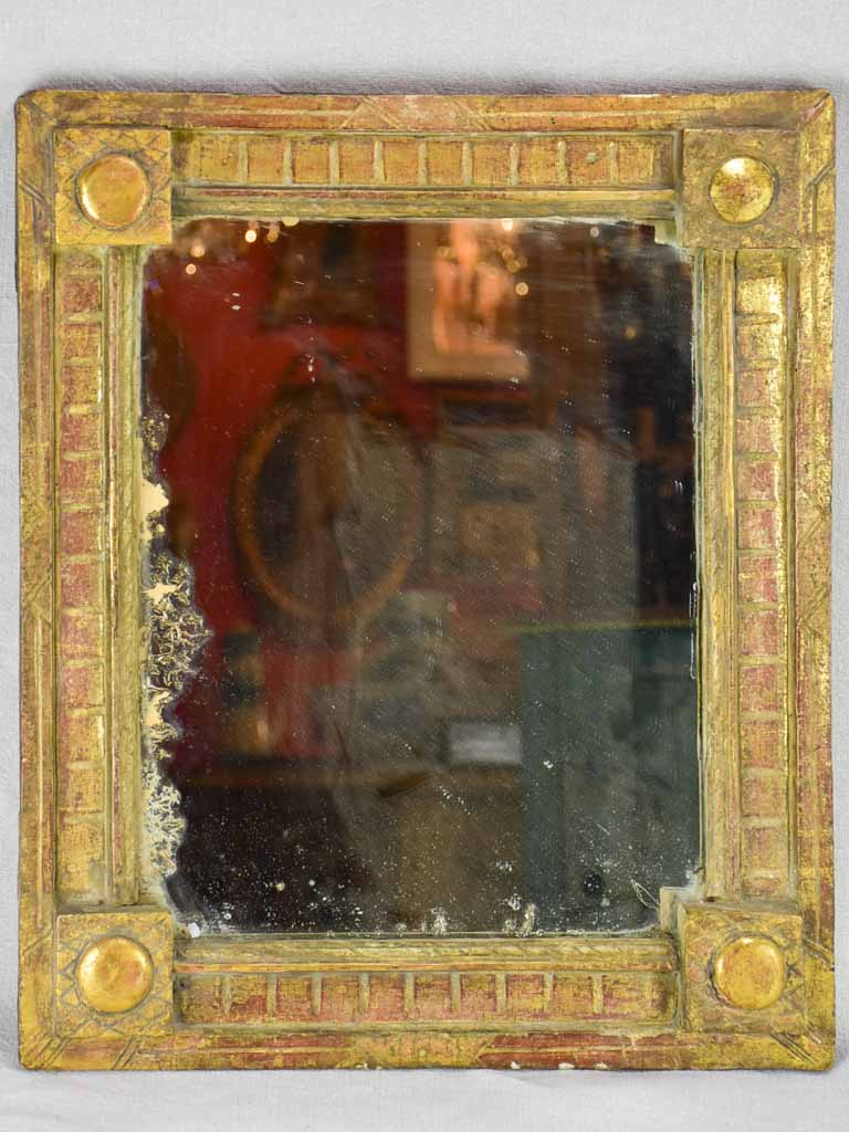 18th-century rectangular mirror with gilded frame and original glass 17¾" x 21¼"