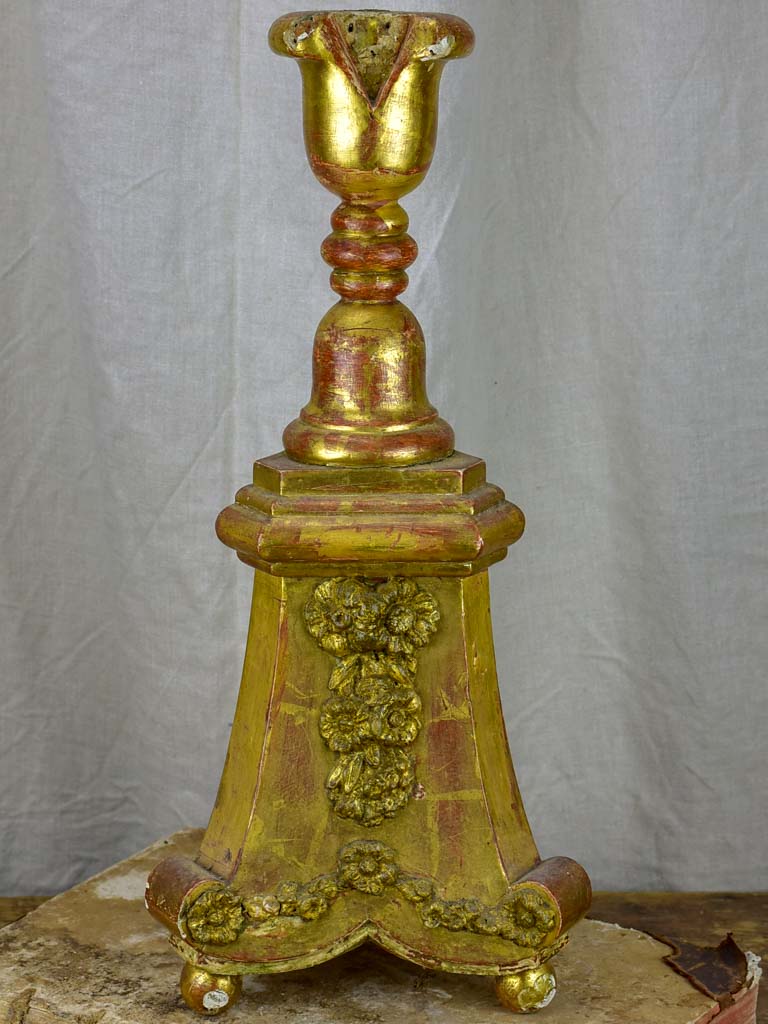 Antique church candlestick - gilded