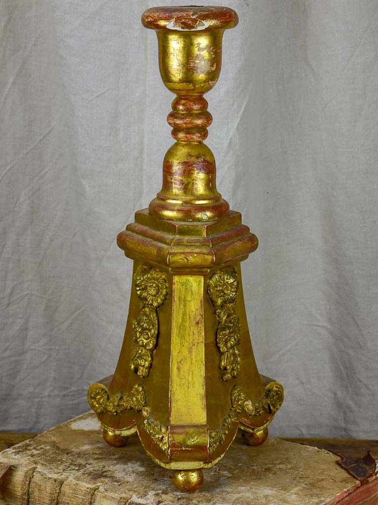 Antique church candlestick - gilded