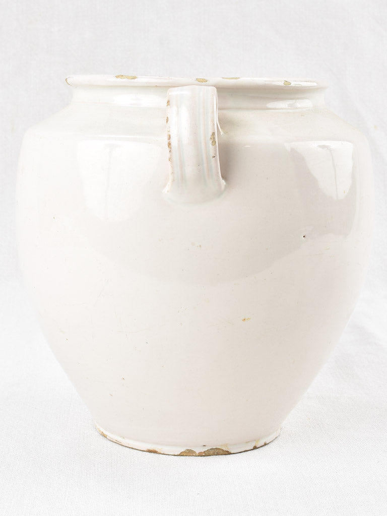 Large antique French preserving pot - white 9¾"