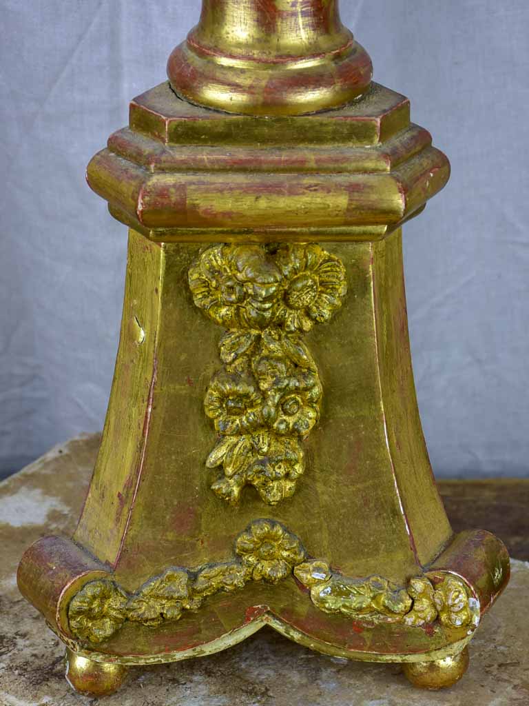 Antique church candlestick - gilded