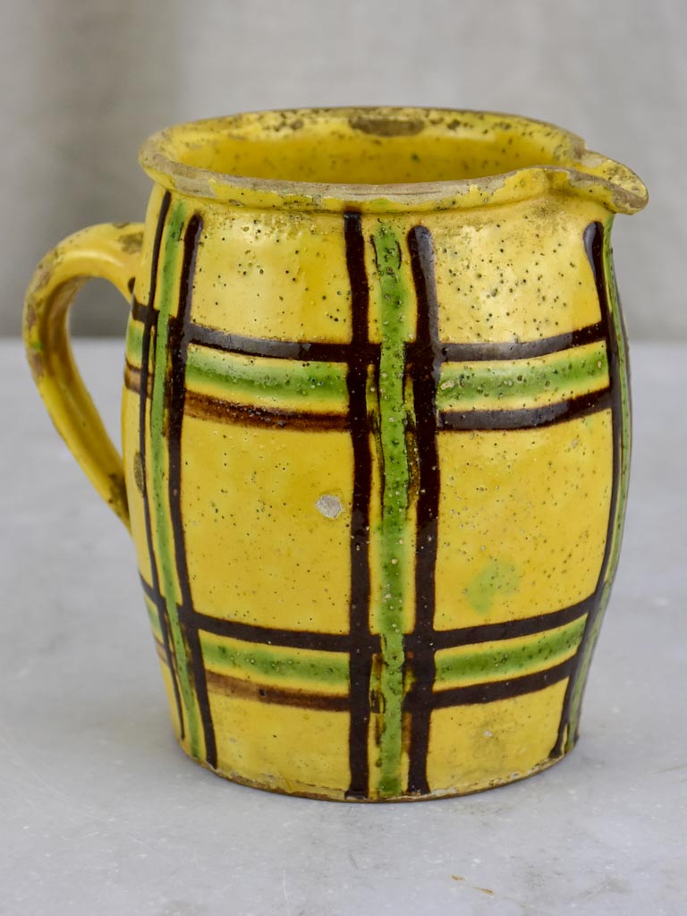 19th Century French milk / water pitcher with checkered pattern