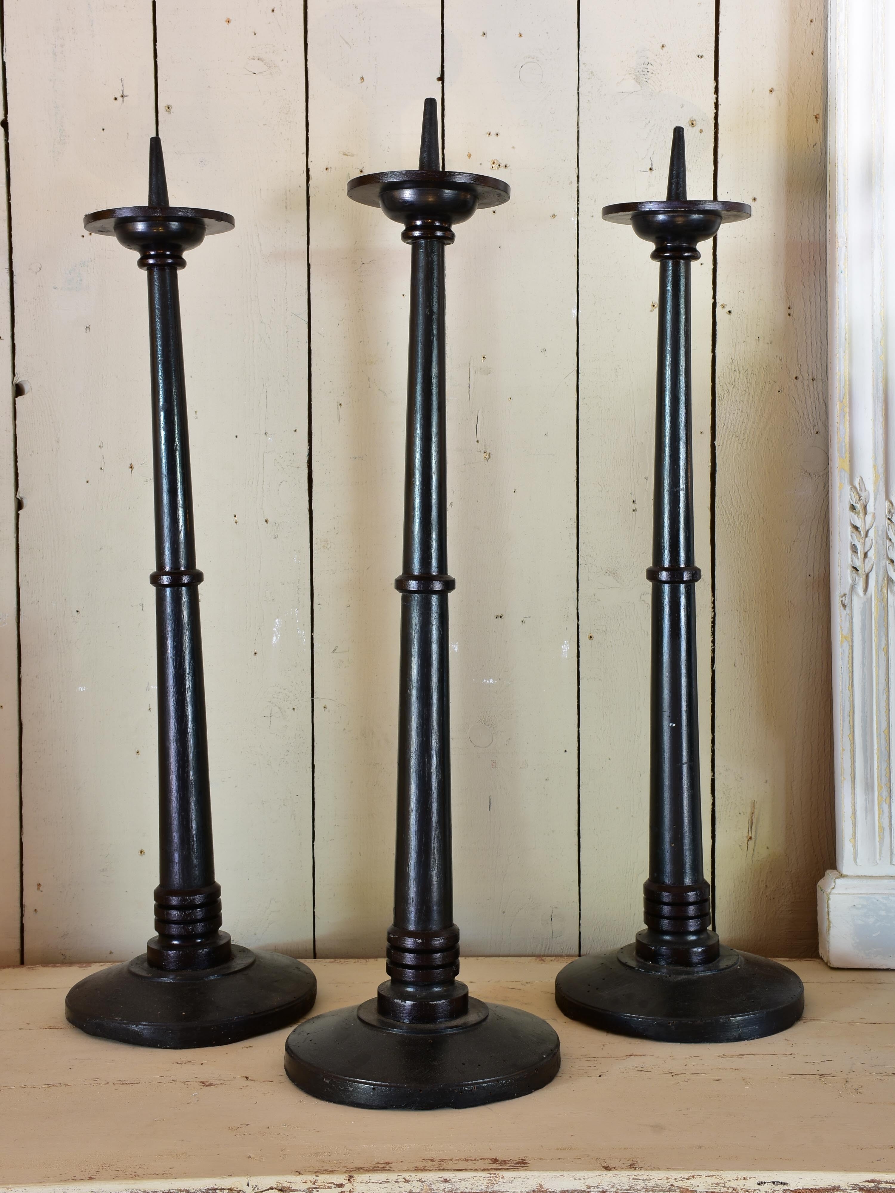 Six extra-large carved French candlesticks