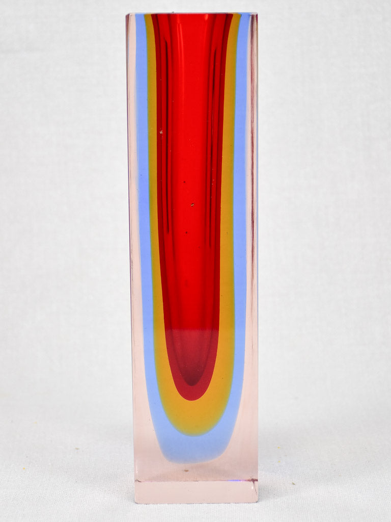 Red vintage glass vase 9¾"