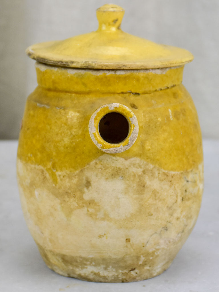 Antique French cooking pot with one handle and lid