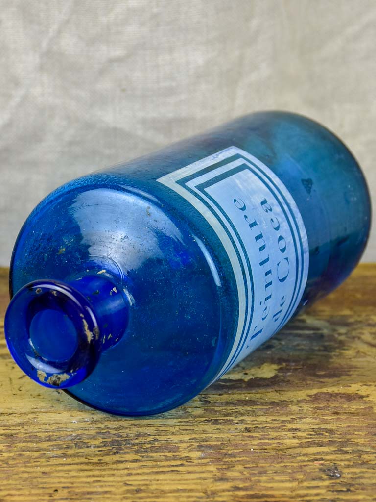 Napoleon III blue apothecary glass jar - Teinture de coca