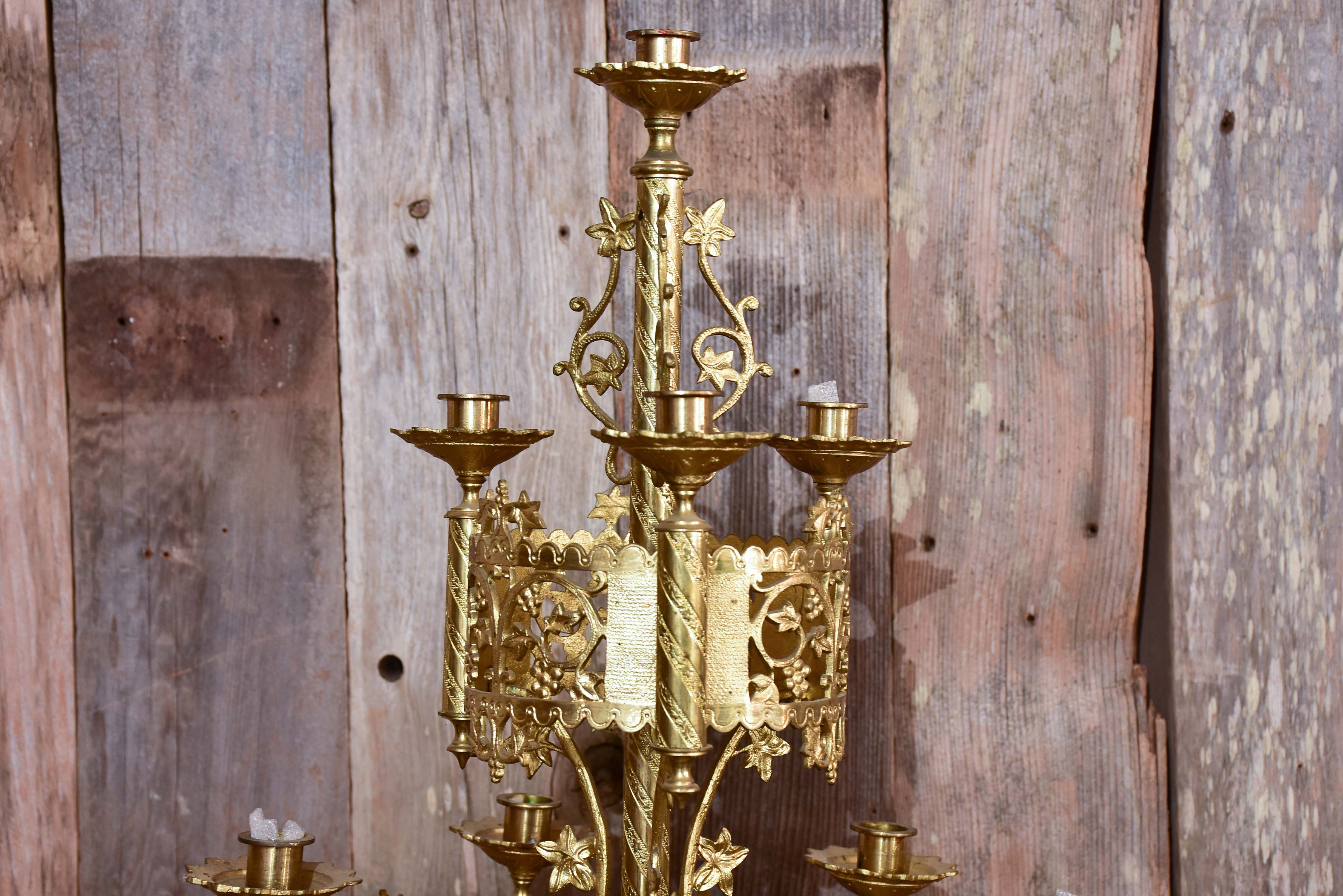 Pair of large gilded church candelabras