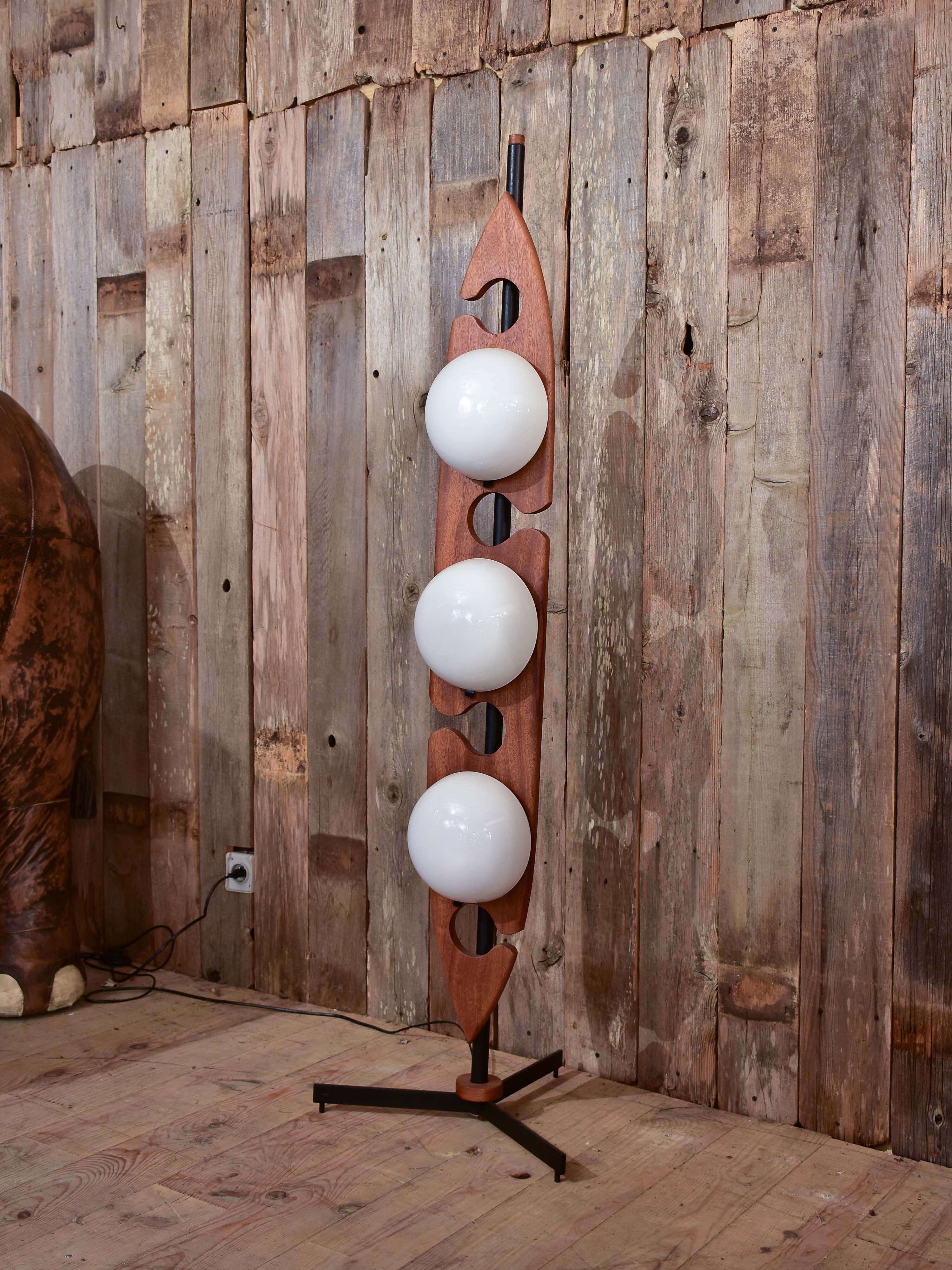 Vintage French floor lamp in teak