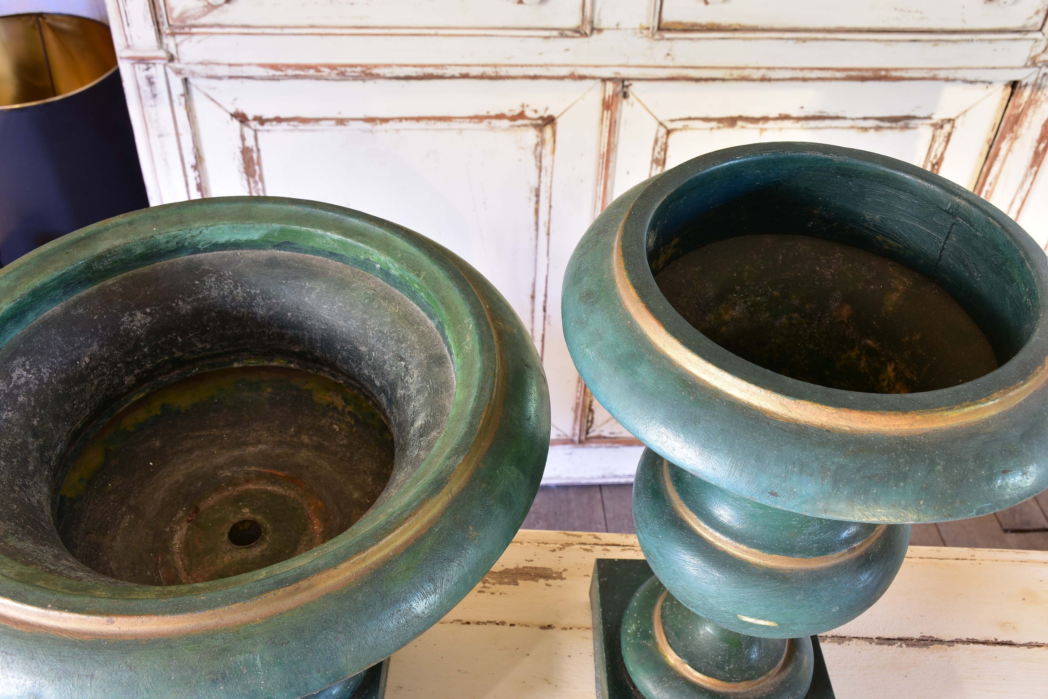 Medici urns, green zinc, 19th-century  (two)