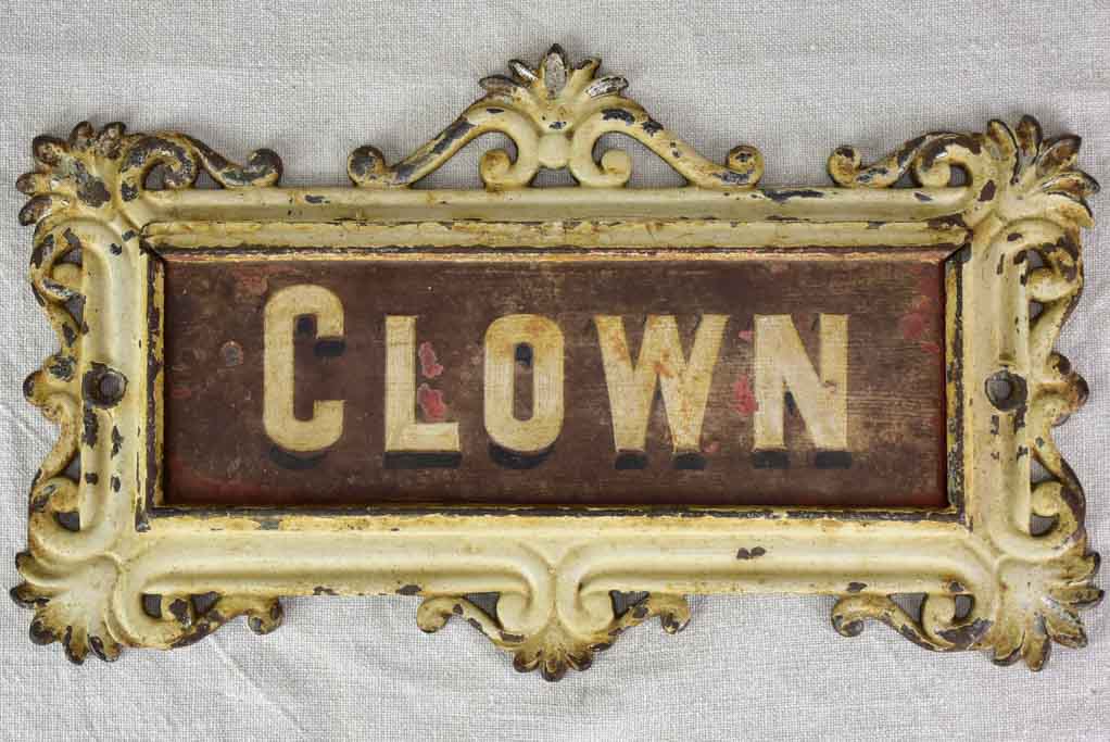 RESERVED JS 'Clown' antique French horse stable nameplate