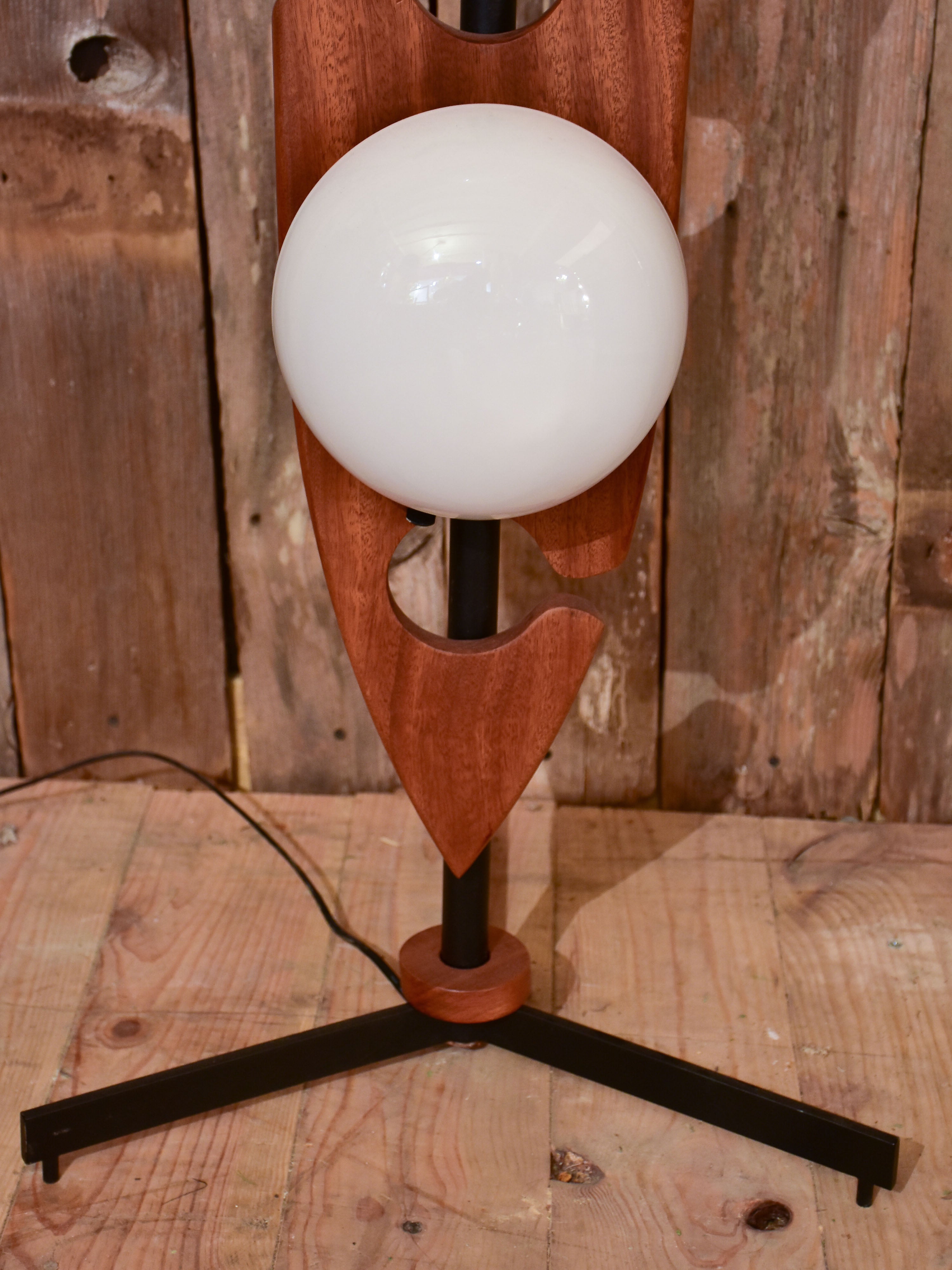 Vintage French floor lamp in teak