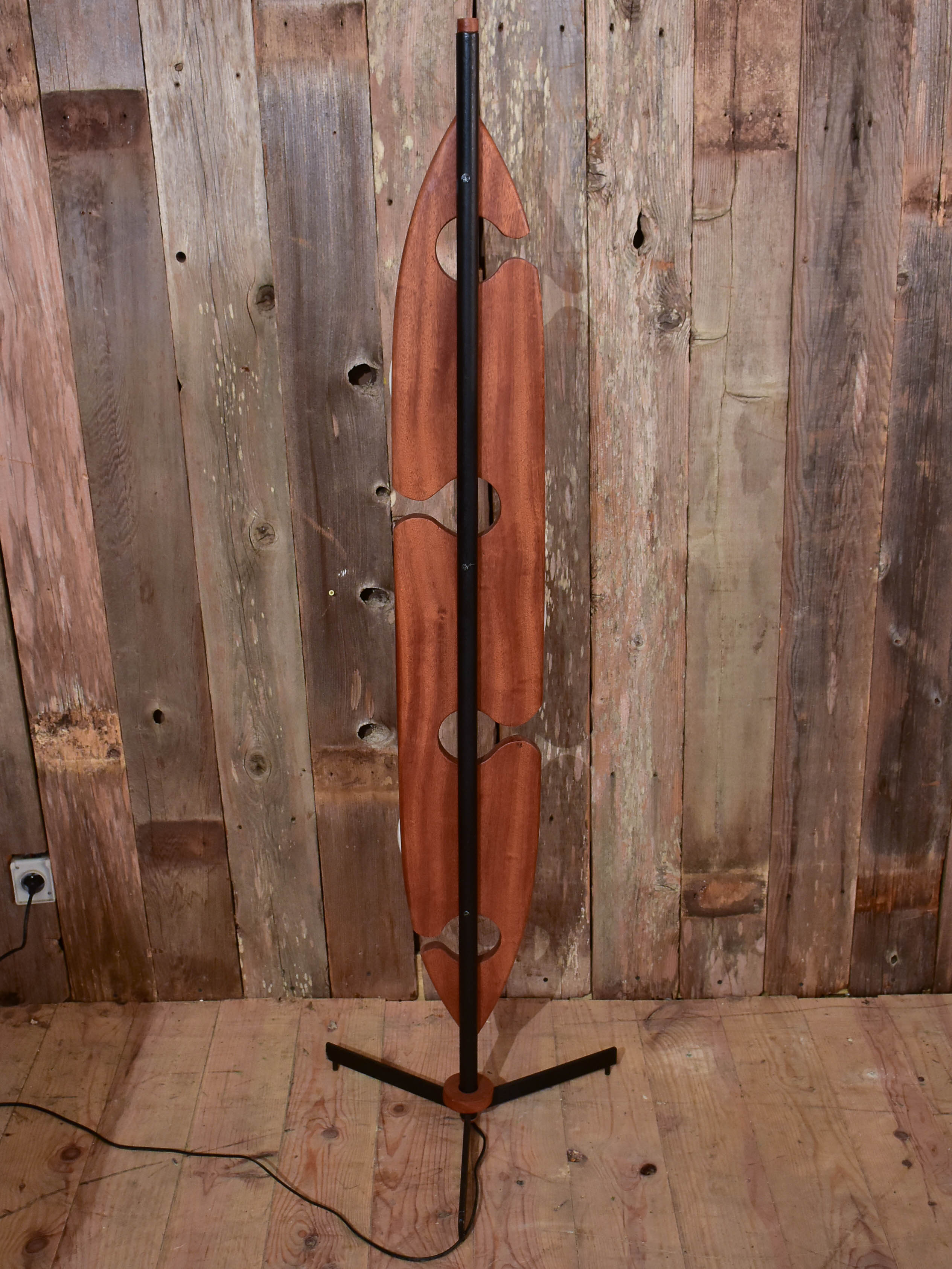 Vintage French floor lamp in teak