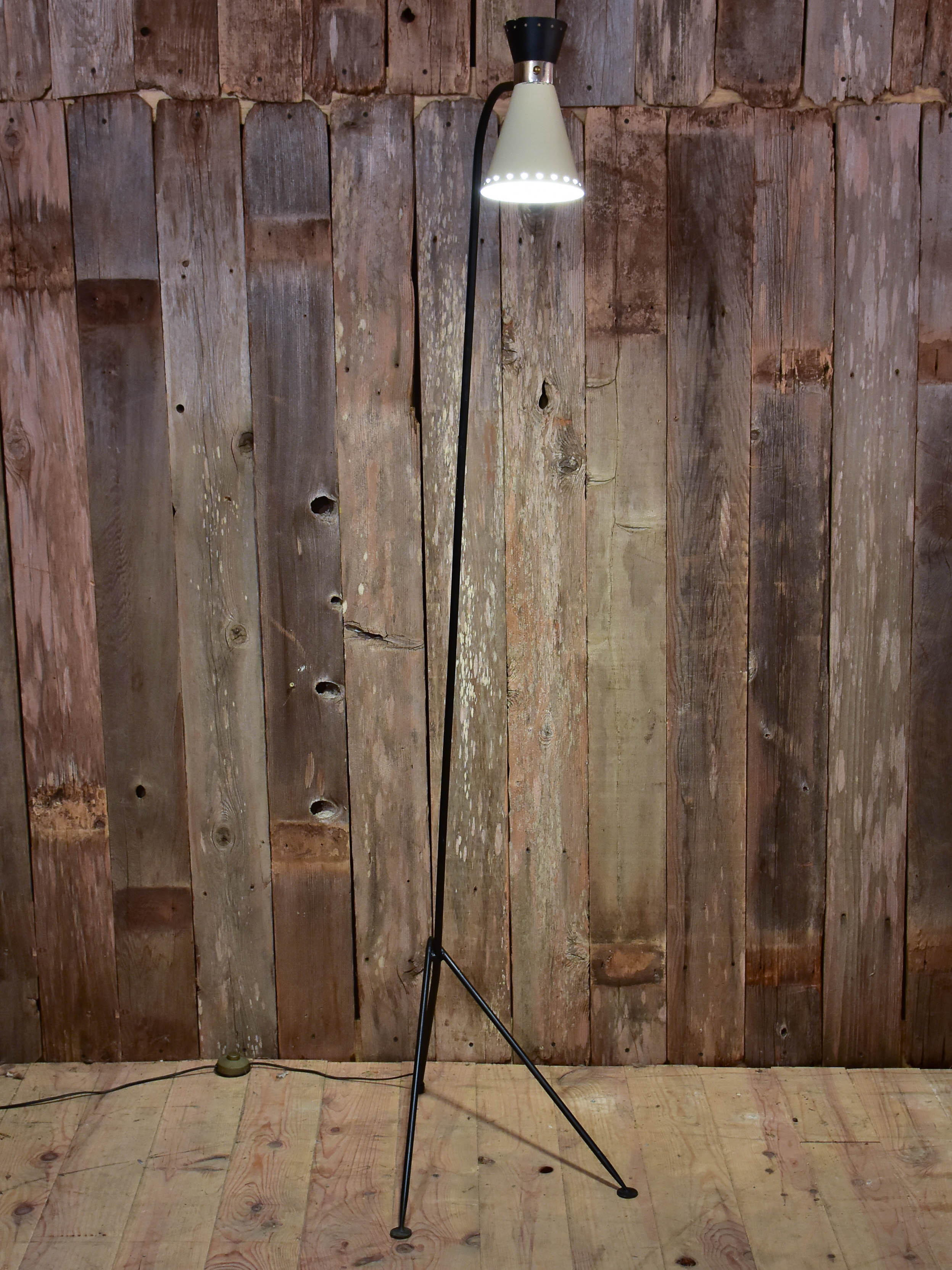 Vintage floor lamp with black and white lamp