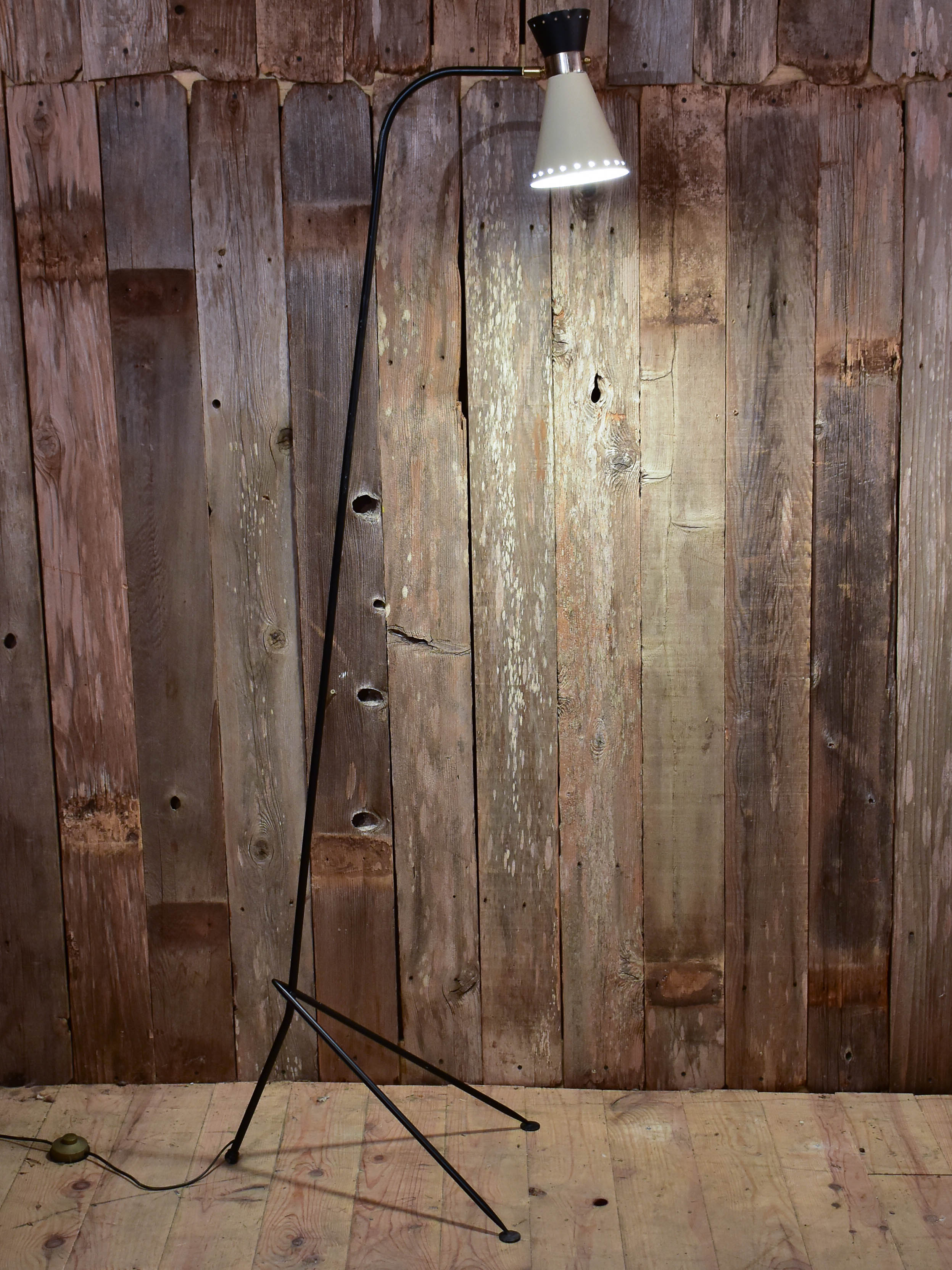 Vintage floor lamp with black and white lamp