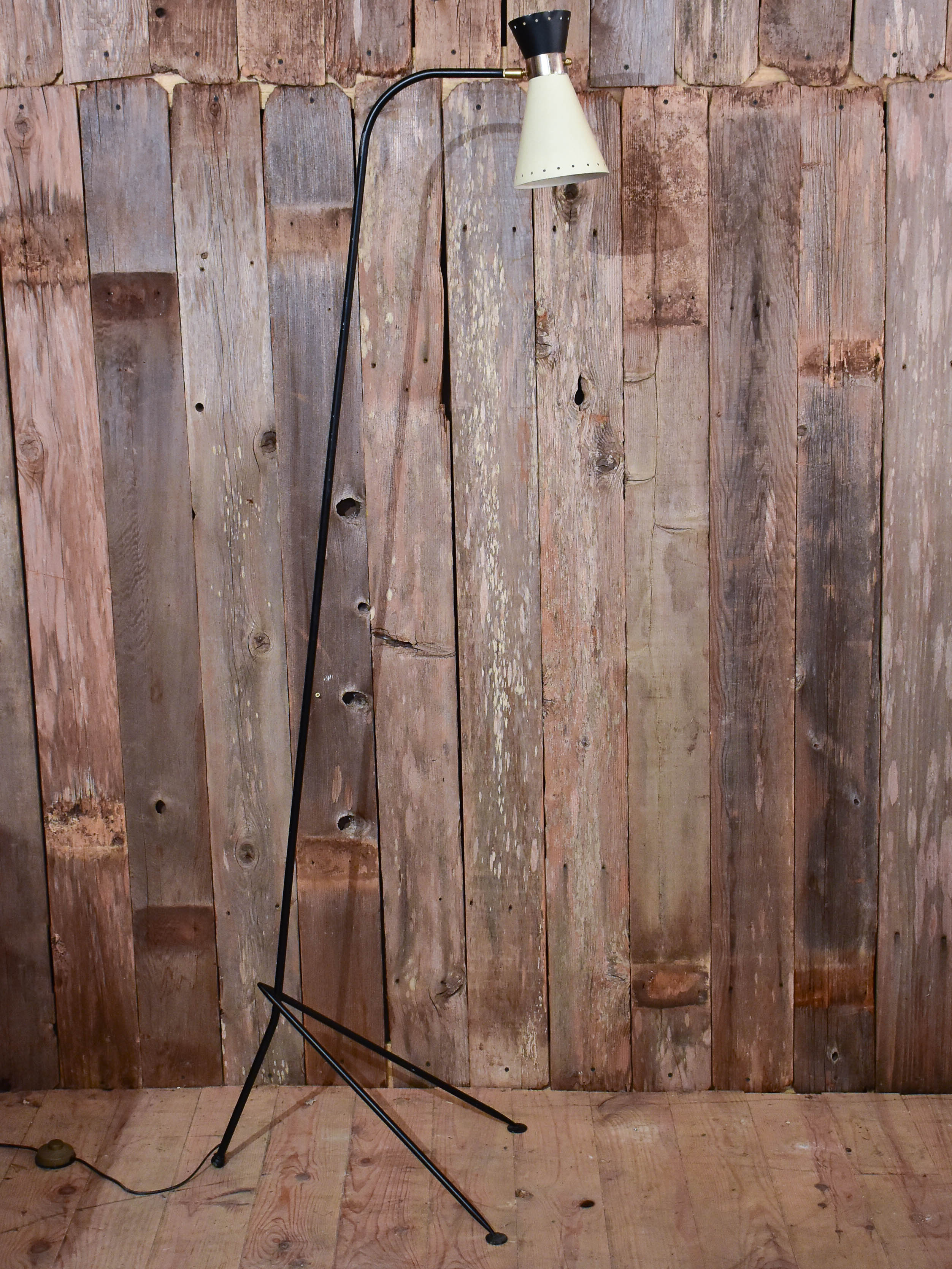 Vintage floor lamp with black and white lamp