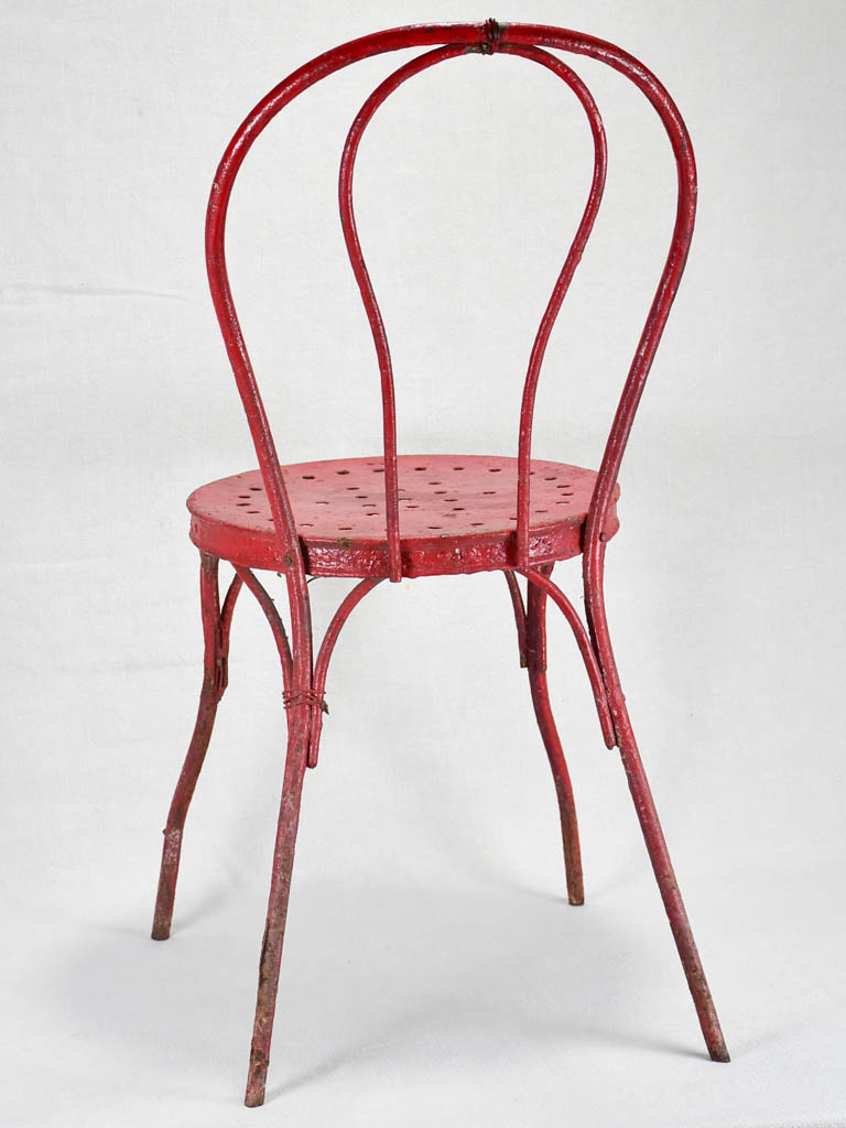 6 antique Italian garden chairs - metal painted red