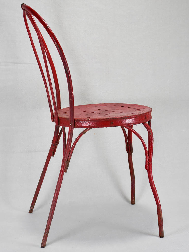 6 antique Italian garden chairs - metal painted red