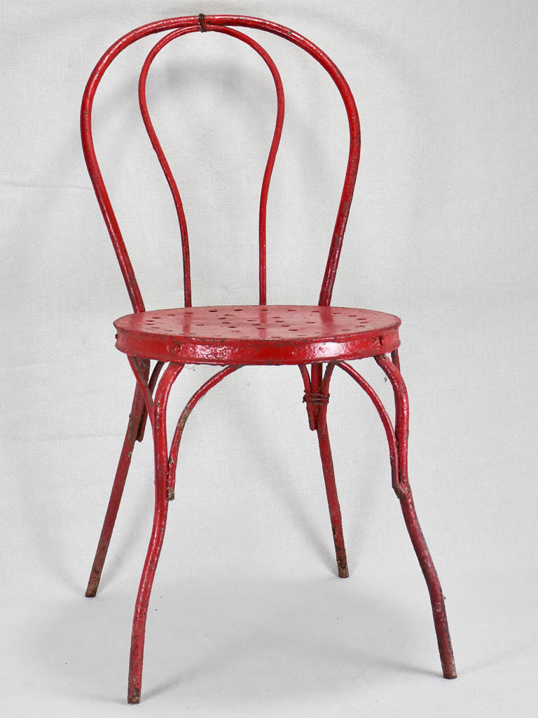 6 antique Italian garden chairs - metal painted red